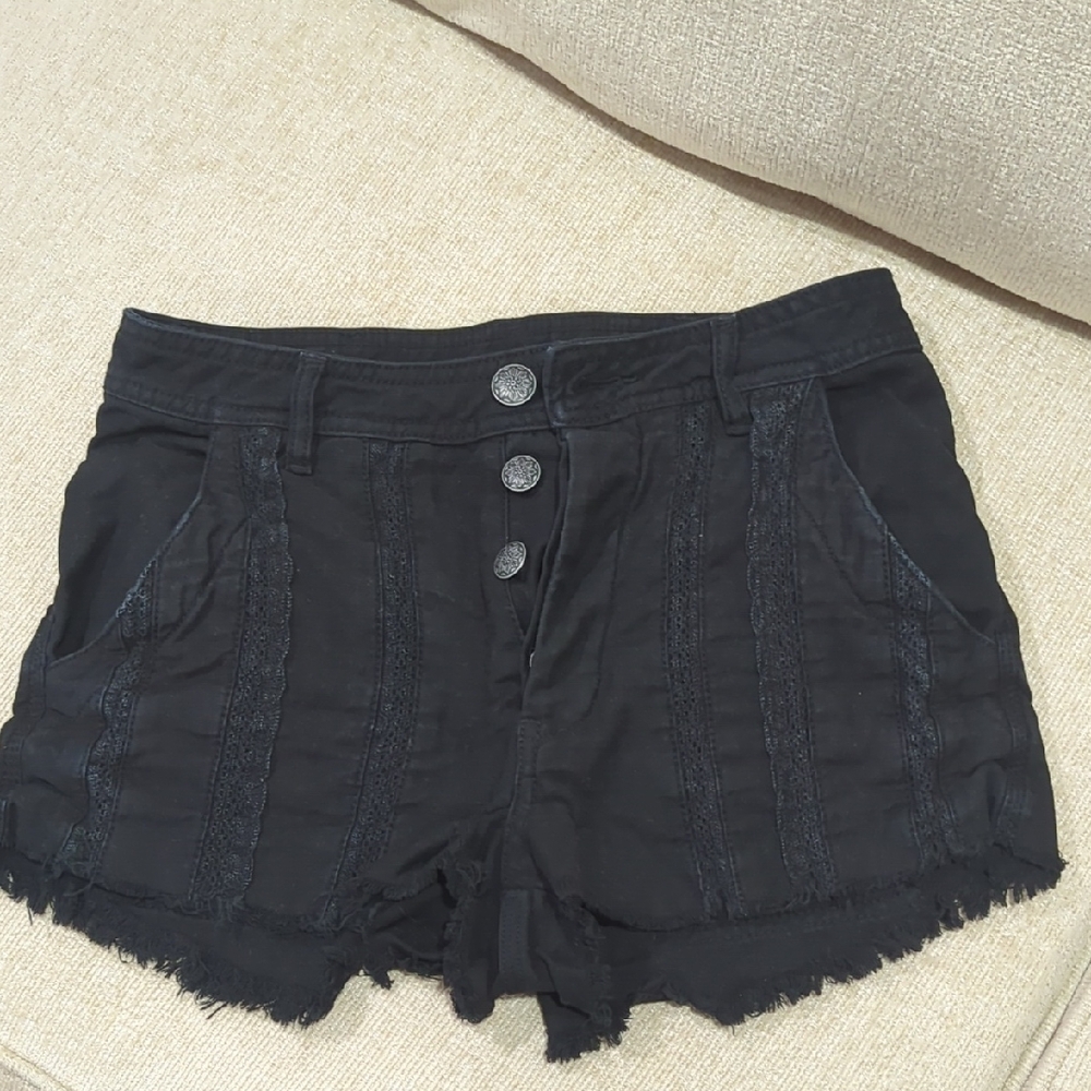 Free People Black High Waisted Jean Shorts